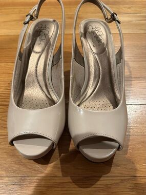 Life Stride Patent Peep-Toe Slingback Heels